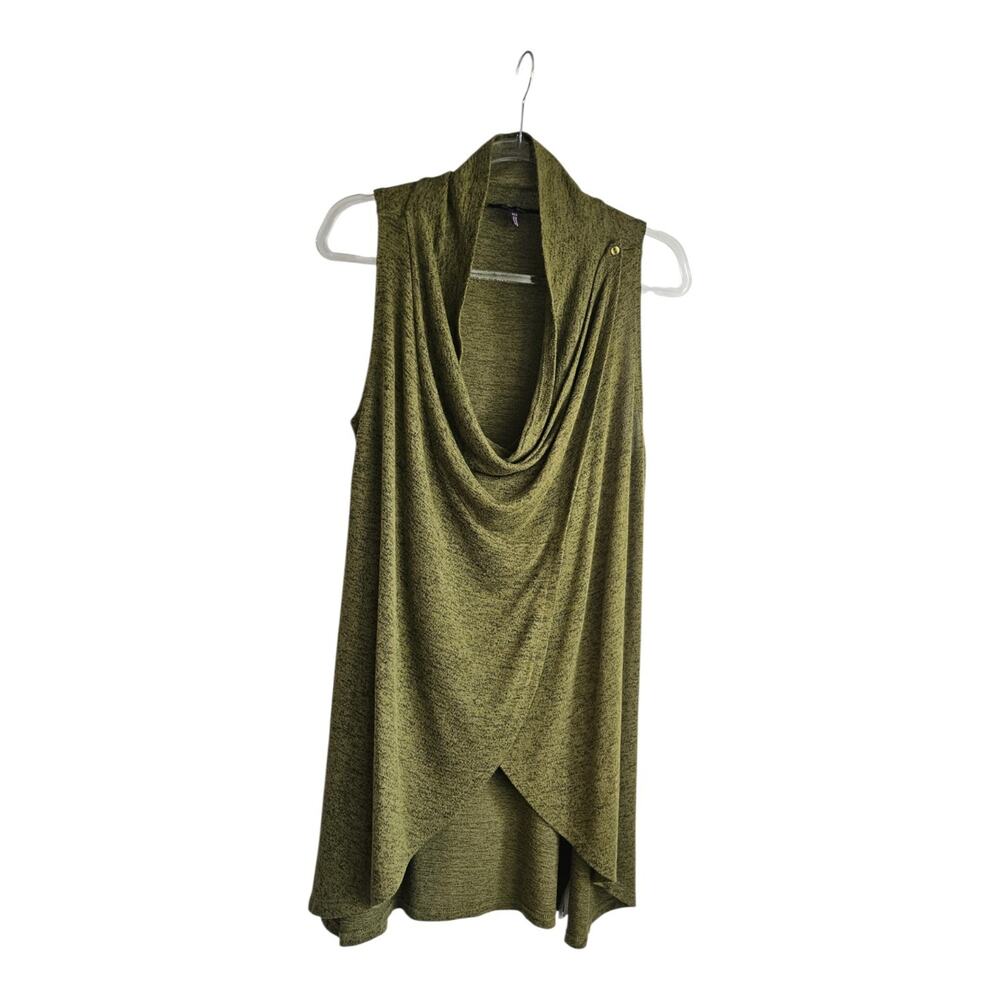 Olivia Sky Womens Size S Sleeveless Sweater Olive Green Drape Neck